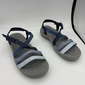 Skechers Sandals Womens Size 9 Reggae Outdoor Lifestyle Blue Flip Flop‎ Strap C2